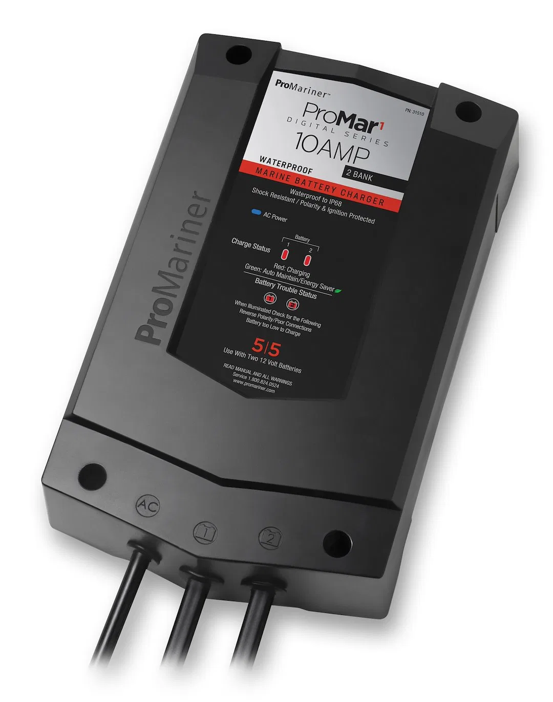 31510 – PRO MARINER Battery Charger, For 12 Volt Marine Batteries 2 Bank Charger 120 Volt Power Supply 4 Step Fully A...